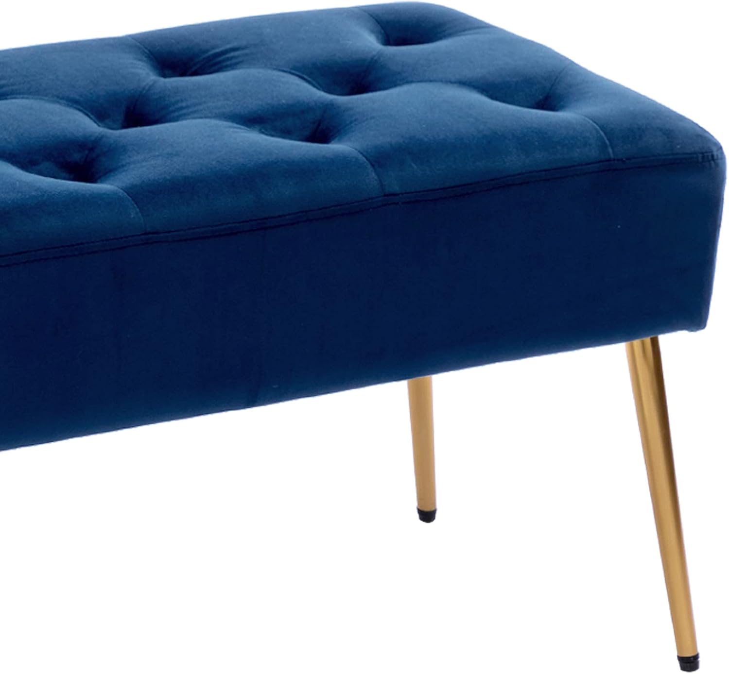 DUHOME Button-Tufted Ottoman Bench, Upholstered Bedroom Benches Velvet Footrest Stool Dining Bench Accent Bench for Entryway Dining Room Living Room Bedroom, Dark Blue