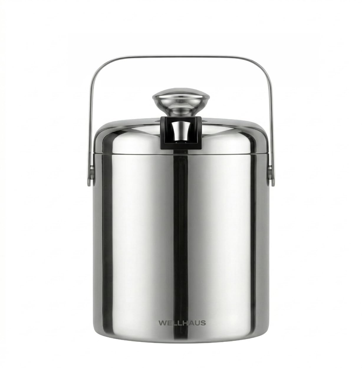 Eiswürfelbehälter mit Deckel – Eisbehälter für Eiswürfel Edelstahl 1,3L, Eiskübel Doppelwandiger & Isolierter aus Eiswürfelzange, Kompakt und Platzsparend Ideal für Kleine Küchen (Silber)
