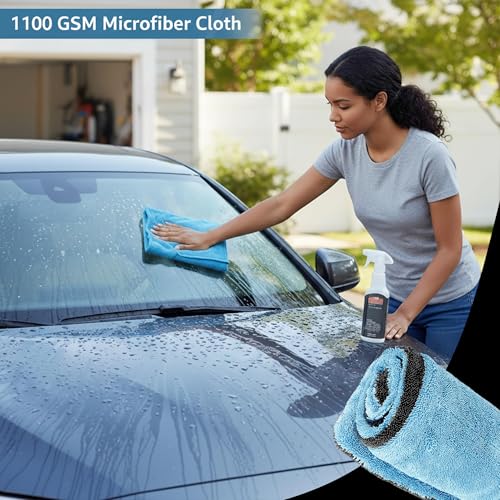 Image of Storite 2 Pack Microfiber Cloth for Car Cleaning - 1100 GSM Ultra Soft & Super Absorbent Car Drying Towel | Lint-Free & Scratch-Free Automotive Cleaning Cloth for Car Wash & Detailing | (80 x 50 cm)