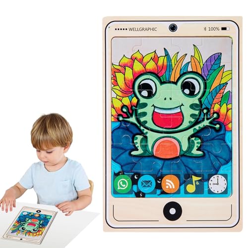 Wooden Jigsaw Puzzles - Wooden Jigsaw Puzzles for Kids | Puzzle for Tabletop | Children’s Jigsaw Puzzles | Cartoon Mobile Phone Shape Design Early Education Educational Toys for 3-8 Years Old Boys