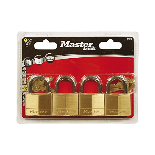Master Lock 140EURQNOP Lote de Candados para Bodegas, Oro, 40 mm, Set de 4 Piezas