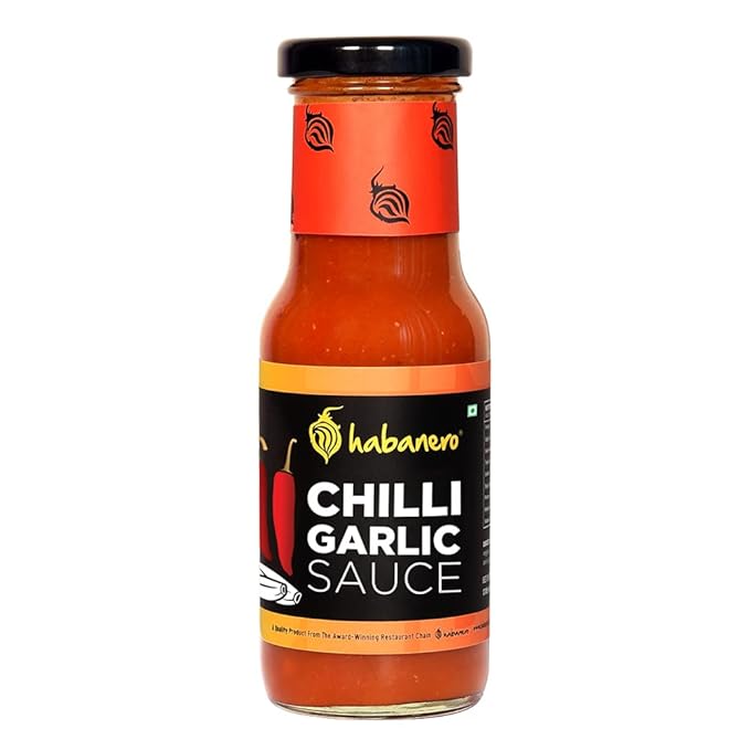 Chilli Garlic Hot Sauce| Gluten Free |Vegan and Natural Ingredients l Made with Fresh Chillies and Garlic | Red chilli sauce or green chilli sauce replacement | Enjoy with Hakka noodles or Burger buns or bread in fresh pantry | Mix with pizza cheese, cream cheese or Parmesan cheese l 200 G