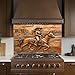 Tempered Glass Backsplash for Kitchen, Western Cowgirl Horseback Ride Design Glass Backsplash, Copper Look Backsplash for Kitchen Wall, Rustic Kitchen Backsplash, Easy to Install Stove Backsplash