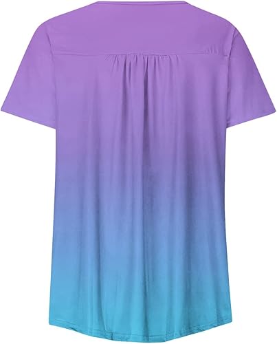 Miniatura 2 de Camisetas de talla grande para mujer, cuello en V profundo, dobladillo simple, manga corta con botones, camisetas suaves de moda para mujer