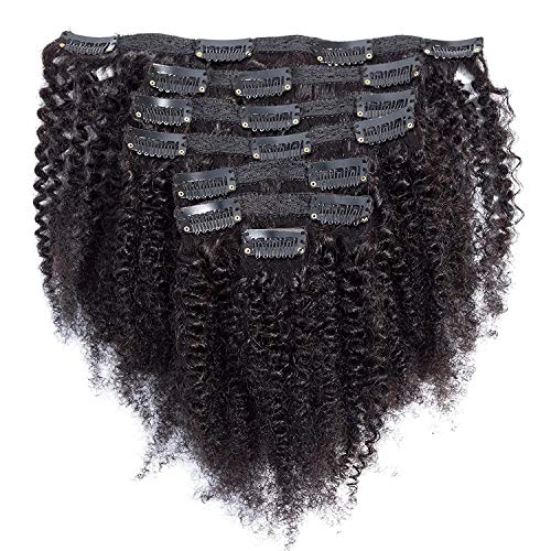 Extensions cheveux afro crépus bouclés 4B 4C lot de 7 pièces de 120g en noir naturel
