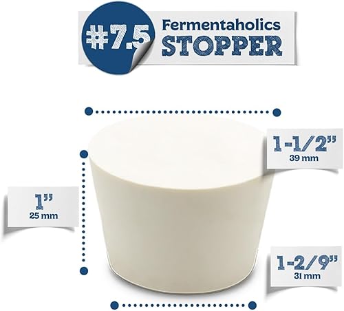 Miniatura 3 de Tapones de goma de fermentación Tapones sólidos - Tapón de goma #7.5 - Paquete de 4