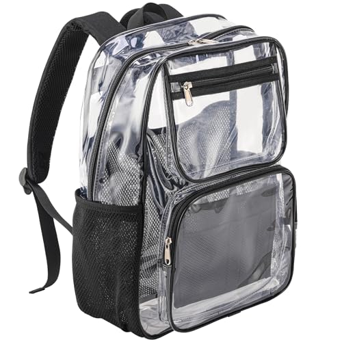 BORMELUN Lightweight Clear Bookbag for School or Stadium Events - Black Transparent Plastic See-Through Backpack Black by BORMELUN - Image 8