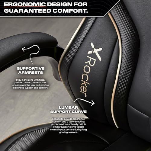 X-Rocker Maverick Gaming Racing Desk Chair, Adjustable Computer Office Chair with Mid-Back Support, PU Leather Height Adjustable Swivel Base with Natural Lumbar Support Curve - Black/Blue - Image 8