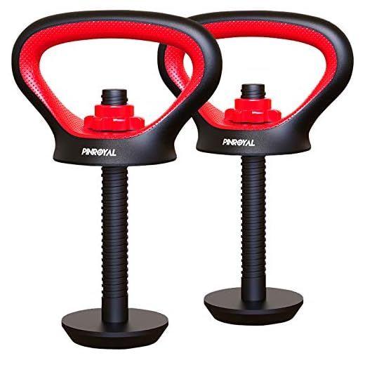 PINROYAL Adjustable Kettlebell Handle for Plates Weights, 3 in 1 Multifunctional Kettlebell Grip for Dumbbell Kettlebell Push up for Gym Workout, Comfortable Rubber Non-Slip of Kettlebell Grip & Base