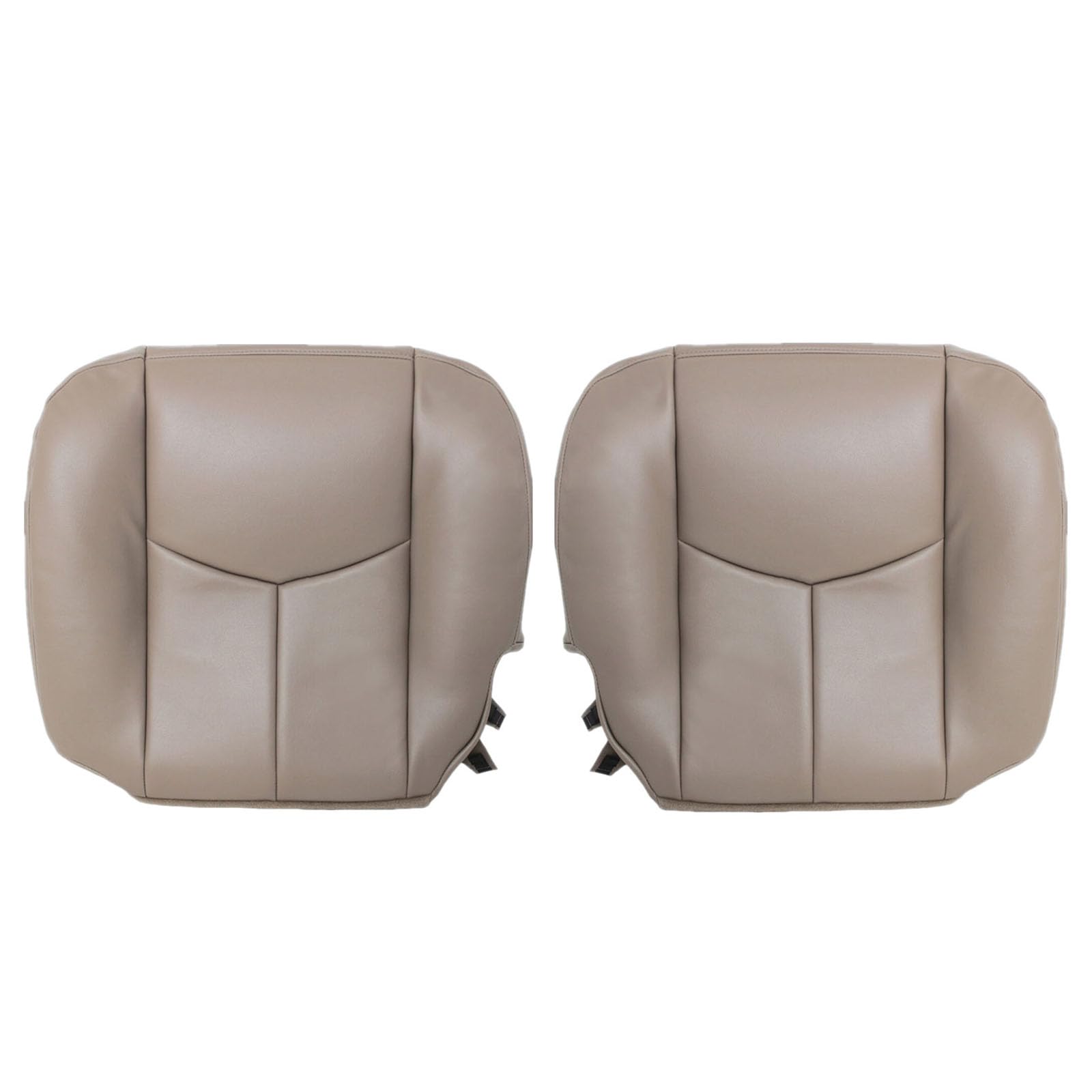 SecosAutoparts Driver and Passenger Side Bottom Replacement Leather Seat Covers Tan # 522 Compatible with Chevy Tahoe Suburban Silverado Avalanche