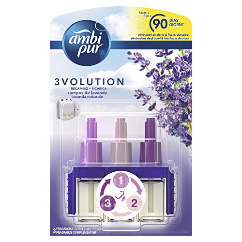 AMBIPUR 3Volution Lavanda Recambio De Ambientador Eléctrico, Negro, 3 Unidad (Paquete de 1), 20 Cover