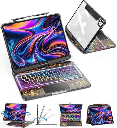 Herize Keyboard Case Compatible with iPad Pro 13 Inch with Pencil Holder | 360°Rotatable Protective Case