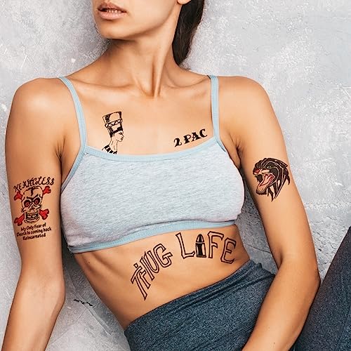 Thug Life | Celebrity Rapper Temporary Tattoos | Skin Safe | Made In The Usa| Removable #TOP1