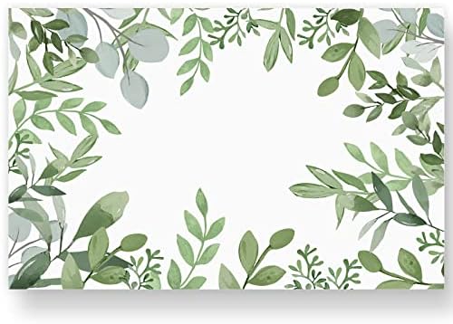 AnyDesign 50 Pack Greenery Paper Place Mats Watercolor Green Leaves Disposable Placemat 11 x 17 Spring Summer Decorative Paper Table Mats for Dinner Table Setting Wedding Party Supplies