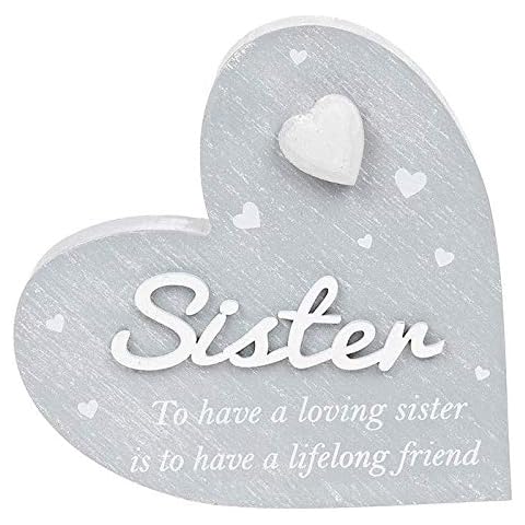 Joe Davies Grey Wooden Heart Plaque for Sister Cover