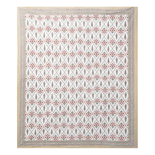 Image of Living Roots Jaipuri Hand Block Print Double Cotton Bedsheet & 2 Pillow Covers, for Mattress Upto 8 inches Thick, No Colour Bleeding, Red Colour, Super King Size 96 * 104 inches, 150TC (572-C)