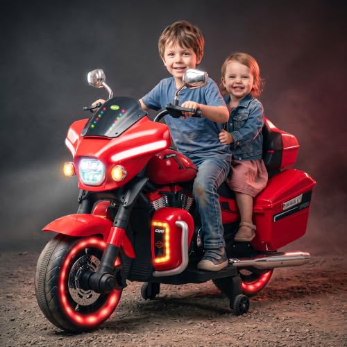 Image of Baybee Adreno Baby Electric Bike for Kids with Hand Accelerator | Big Battery Baby Bikes with Realistic Meter, RGB Lights & Music | Rideon Battery Operated Bike for Kids to Drive 1 to 8 Years (Red)