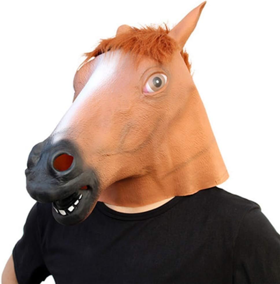 Amazon.com: Look4me Halloween Party Decoration Black Horse Head Mask
