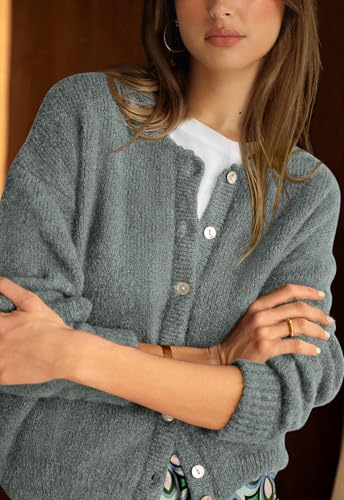 Image of PRETTYGARDEN Long Sleeve Crewneck Button Down Womens Sweaters Fall Open Front Chunky Cardigan Sweaters for Women 2026