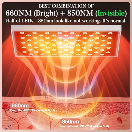 Image of Bequest Red Light Therapy for Body,Infrared Panel with Stand, Deed Light and Near Infrared LED Lamp Full Body Therapy Device at Home for Face.