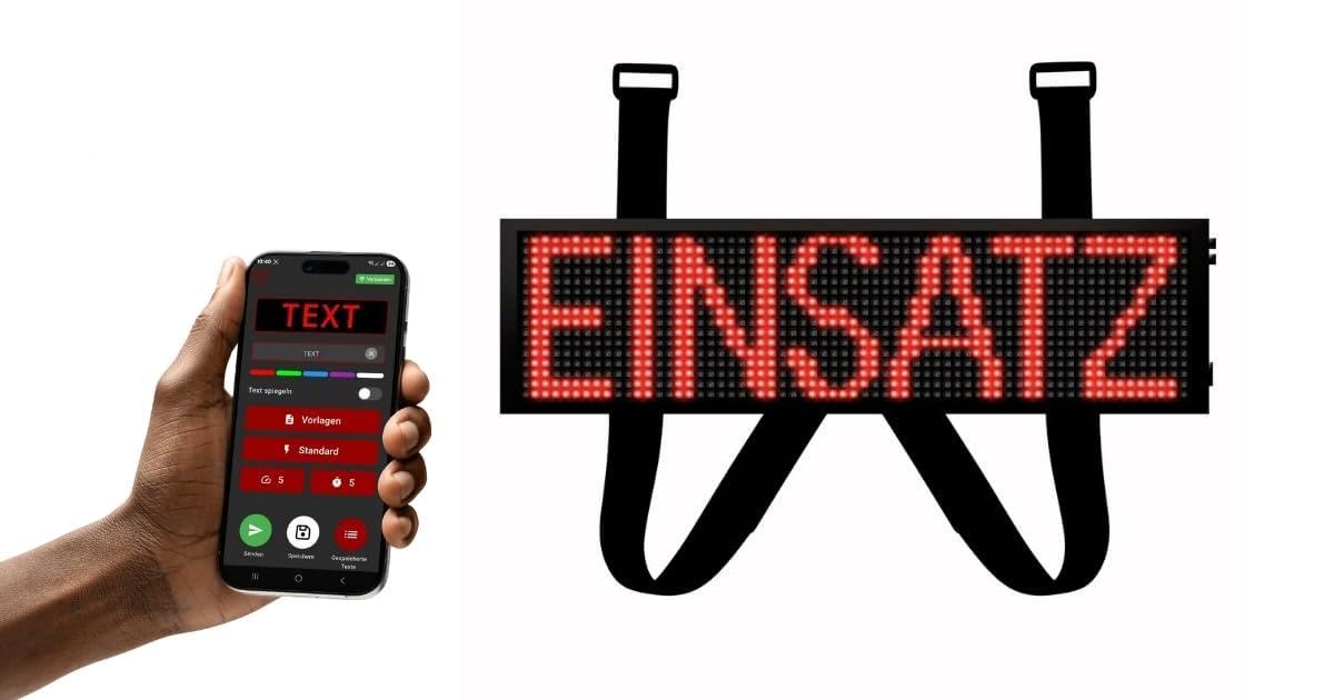 LED Frontwarnsystem | Einsatzschild | Multicolor Bluetooth - Android und iOS App - Handygesteuert - Dachaufsetzer-Ersatz - LED Einsatzschild zum selbst programmieren (Bluetooth) (RGB)
