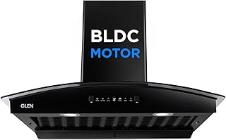Glen 90 cm 1600 m³/hr Filterless Thermal Autoclean Kitchen Chimney, Curved Glass |(Hood FABIA 90, Heat Sensor| Aeration technology|Touch & Gesture Control,Black)
