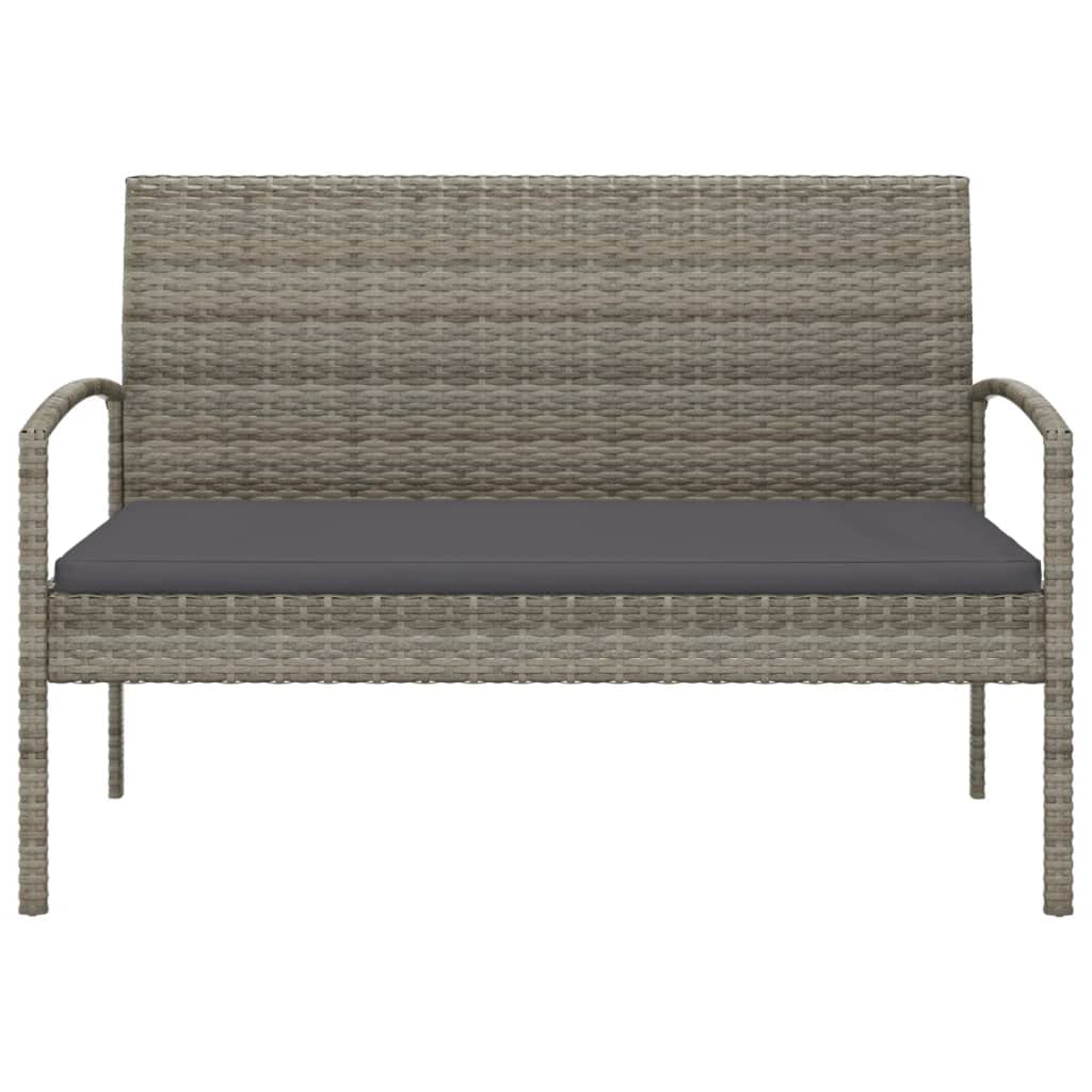 Fengshui Ławka ogrodowa z poduszką, szara, 105 cm, polirattanowa