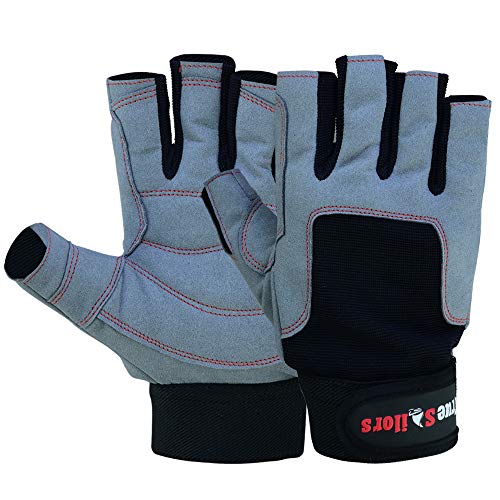 Image of MRX BOXING & FITNESS Sailing Gloves with 3 /4 Finger and Grip for Men and Women, Great for Kayaking, Workouts and More Grey /Black