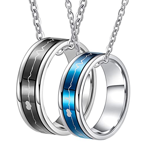 Bague promesse acier inoxydable duo de colliers couple FLXHSA