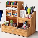 ※ 【Almacenamiento en capas】 El organizador de escritorio tiene 13 compartimentos, con cajones, se despide de los escritorios desordenados y un organizador de escritorio limpio proporcionará suficiente espacio para almacenar una variedad de artículos. Puede contener una gran cantidad de material de oficina, por lo que puede encontrar material de oficina justo la próxima vez que lo use. Las esquinas redondeadas protegen sus manos y objetos.