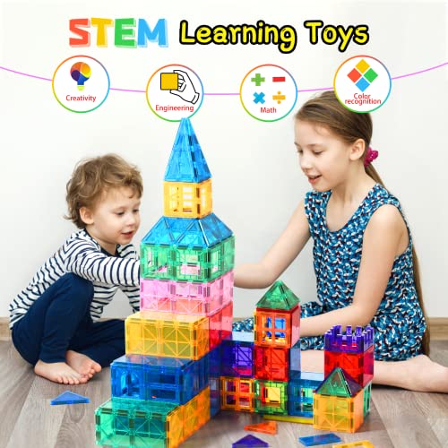Urec Magnetic Tiles, Safe And Sturdy Magnet Tiles Magnetic Building Block Toys For Kids Ages 4-8, Stem Stacking Toys For Toddlers 3+, Preschool Sensory Learning Toys - Boys Girls Birthday Gifts #TOP6