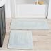 Cotton Bath Mat Set- 2 Piece 100 Percent Cotton Mats- Reversible, Soft, Absorbent and Machine Washable Bathroom Rugs By Lavish Home (Seafoam)