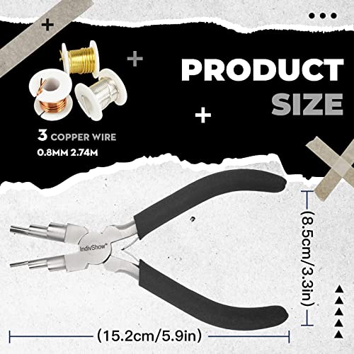 The Indivshow 6 In 1 Wire Bending Bail Making Pliers Comfort Grip Handle With Jewelry Copper Wire Bending Tool For Jewelry Making 3-10Mm Wire Looping And Jump Ring #TOP1