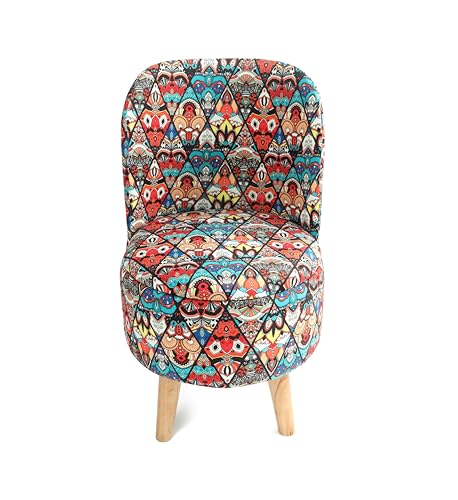 Image of NACIA Elegant Velvet Printed Ottoman Chair | Dressing Table Chair for Bedroom Makeup Room Decor | Modern Upholstered Ottoman with Wooden Legs for Living Room & Home (18x18x32 Inches, Multicross)