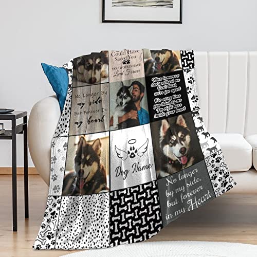 Pet Loss Sympathy Blanket Pet Memorial Dog Cat Remembrance Gift,Personalized Dog Throw Blankets With Photo & Name, Dog And Cat Memorial Gifts #TOP3