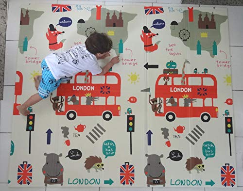 Tapete Infantil Dobrável Emborrachado 2,00x1,80 M Educativo (Ônibus/Estradinhas)