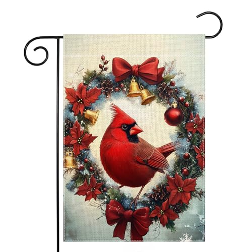 Drapeau de jardin oiseau rouge double face anti-décoloration pour extérieur extérieur