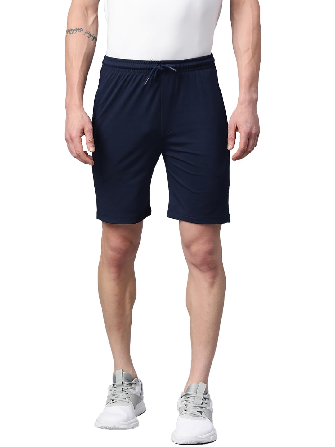 Men Navy Mid-Rise Regular Fit Shorts-image-2