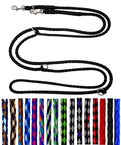 Hundeleine kleine Hunde bis 15 Kg/Doppelleine 4-Fach verstellbar 2,40m / 2,80m / 3,50m Führleine sehr leicht & robust (2,40m 3-Fach verstellbar, Schwarz)
