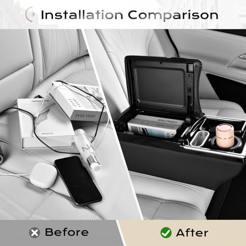 Image of Coverado Center Console, Universal Bench Seat Center Console, Truck Back Seat Car Organizer with Cup Holder, Rear Central Car Armrest Box with Storage, Black