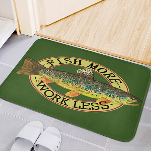 Flannel Rug 60X90Cmfishing Brook Trout Angling Fly Fish Fisherman Fishermen Soft Flannel Microfiber Bathroom Carpet Non-Slip Floor Mat Bathtub Accessories Ljn #TOP1