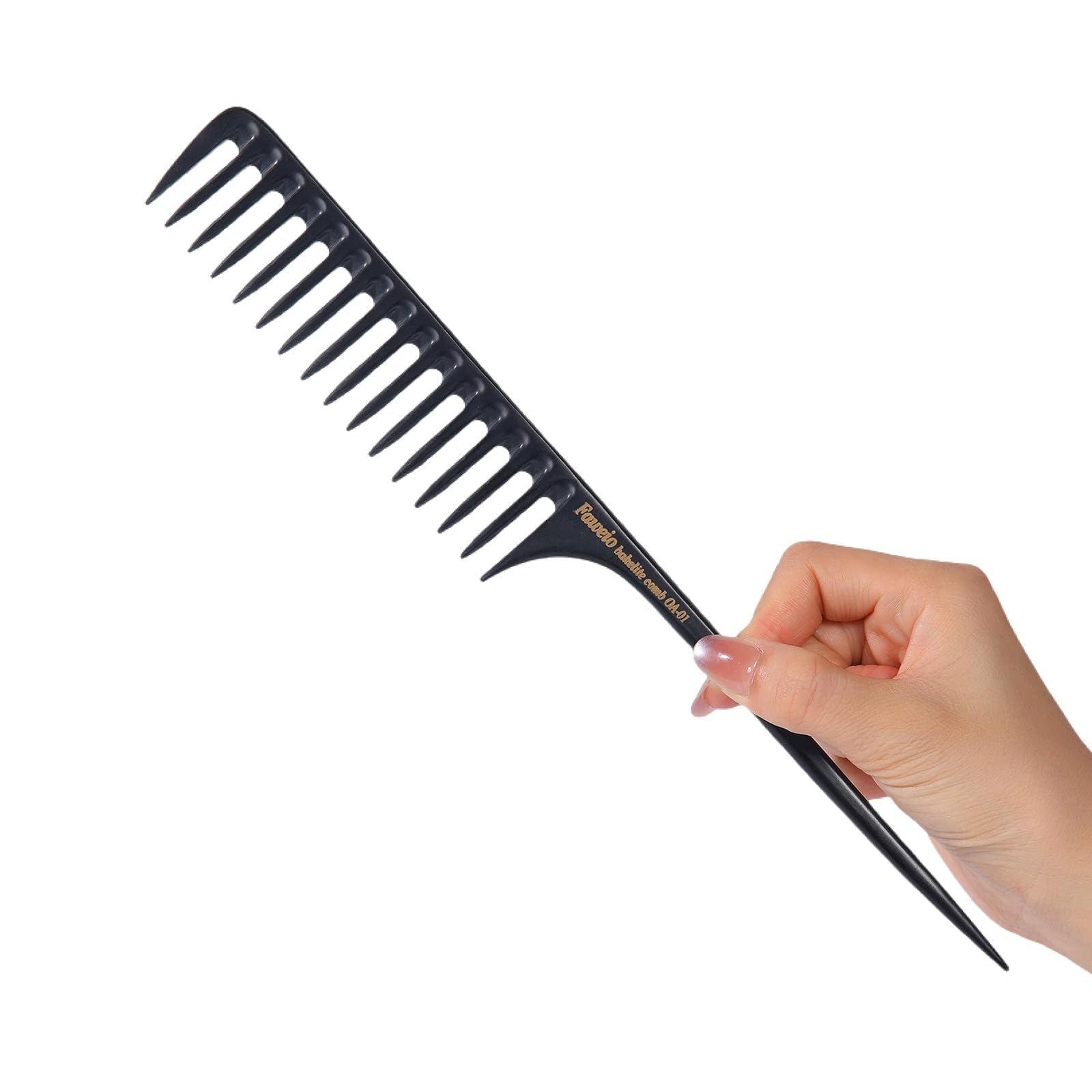 PERFEHAIR Wide Tooth Rat Tail Comb for Parting Hair - Thick, Durable Bakelite Comb | Long Handle & Smooth Teeth | Anti-Static, Heat Resistant for Styling Wigs, Extensions & Curls
