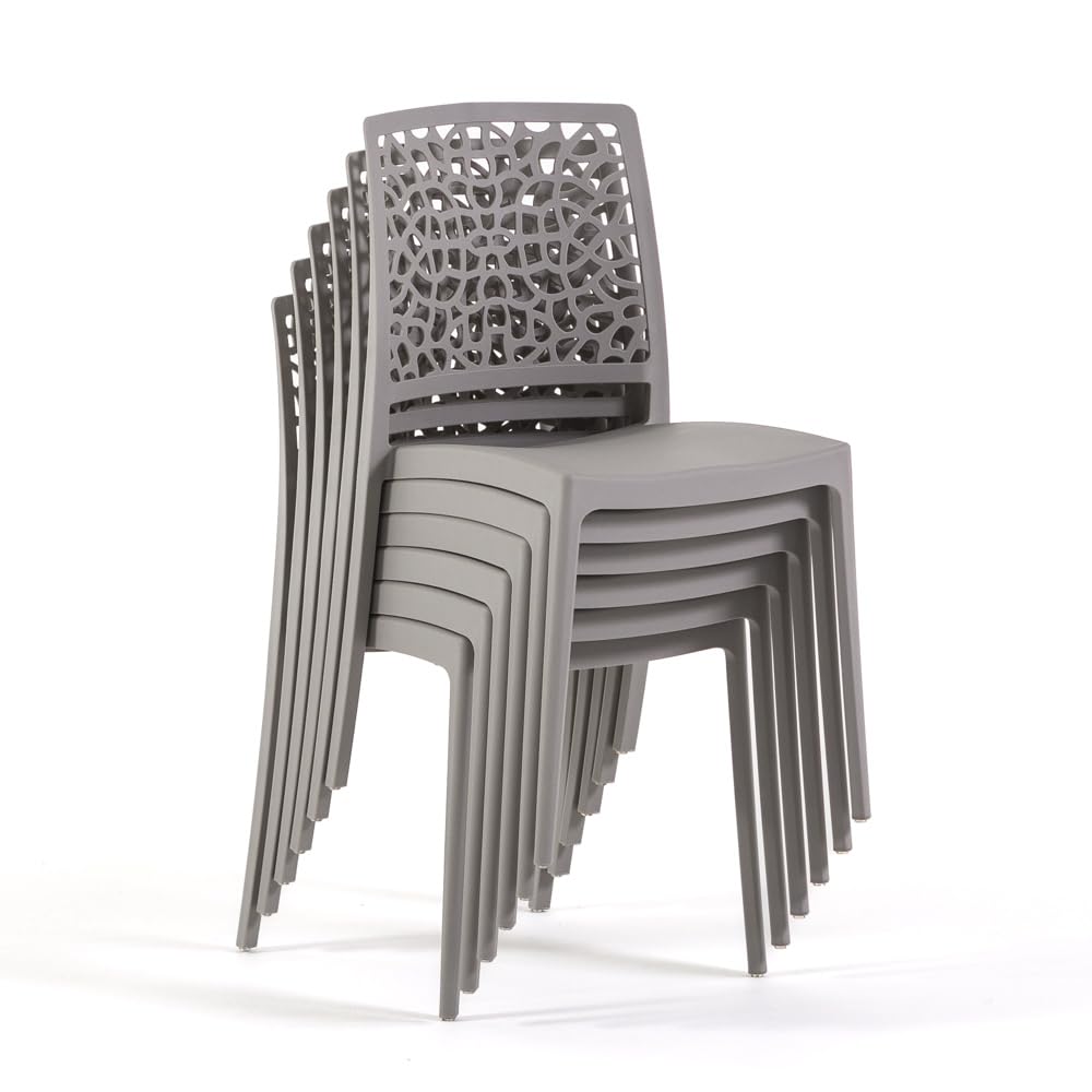 SIEDITI FUORI E DENTRO Sillas de Jardin en Polypropileno Avec Fibre de Verre, Sillas Empilables Diseño Moderno y Natural - Alina (4)