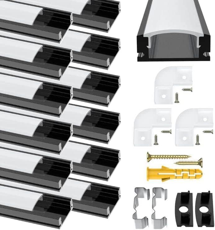Chesbung Profilé Aluminium Led, Canal aluminium Led en pour Bandes à Led, Profil Led avec Couvercle Blanc Crème, Canal Led et Diffuseur LED avec Embouts,...