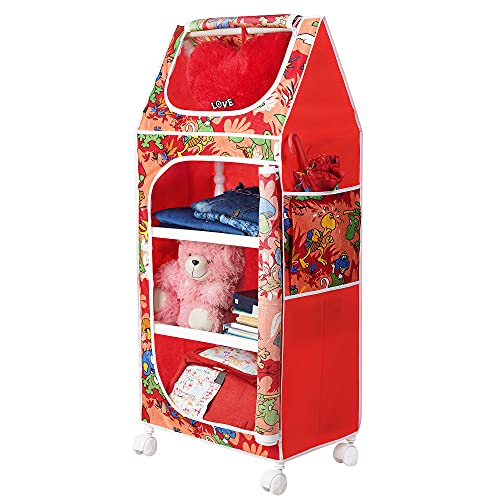 Image of Little One's | 4 Plastic Shelves Baby Wardrobe /Toy Organizer | Jungle Red | TB4 /AR