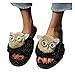 Damen Hausschuhe Schlappen Dasongff Offene Zeh Flauschige Pantoffeln Damen Plüsch Latschen Warme Frauen Badelatschen Flache Sandalen Winter Cartoon Eule Schuhe Plüschschuhe Slides Fluffy Slipper