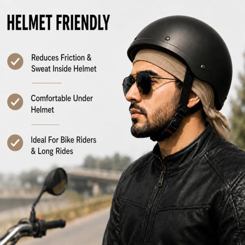 Image of GG BAI Cottrise Sikh Religious Patka Headwear Sweat Wicking Doo Rag Cooling Dew Rag Helmet Liner Hat Large Motorcycle Head Wrap Bandana Skull Caps for Men and Women