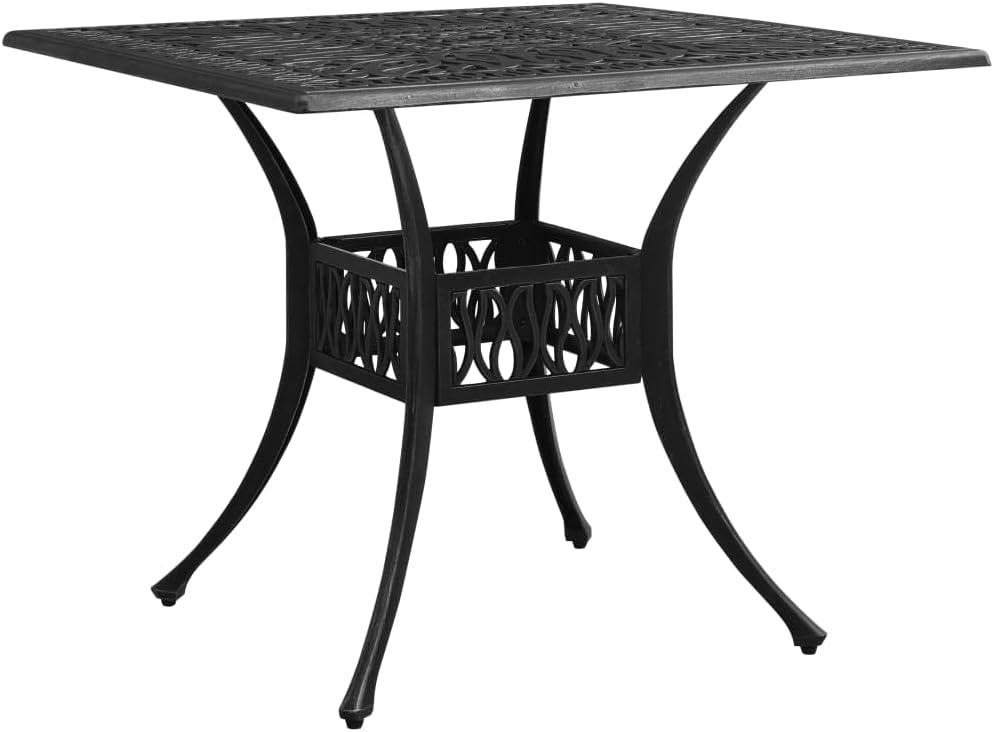 Patio Table Outdoor Dining Tables,Metal Patio Table,Outdoor Table with Umbrella Hole,Outside Table,Small Outdoor Table,Black 35.4"x35.4"x28.7" Cast Aluminum