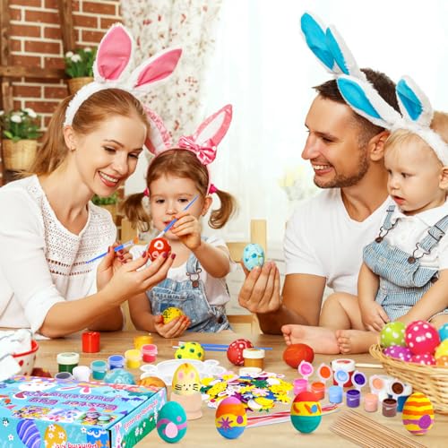 Dreamtop Ostereier zum Bemalen Ostereier zum Aufhängen Eier Ostern Ostereier zum Selbst Bemalen Beschriften 24 Stück DIY Eier zum Aufhänge Plastikeier zum Basteln Set Plastikeier zum Basteln Set