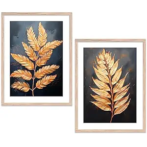 kotart Aesthetic Modern Art Wall Paintings with Frame for Living Room Bedroom Office Wall Decoration - Home Decor Frames (10 x 13 inch, Multicolor) Set of 2 (D)